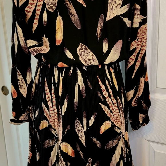Pinky Otto Black Leaves Print Dress Sz. S - Picture 3 of 9
